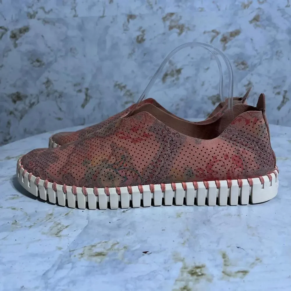 Ilse Jacobsen 41 Womens Sz 10.5 Shoes Pink White Slip On Comfort Fashion Sneaker - Picture 4 of 10